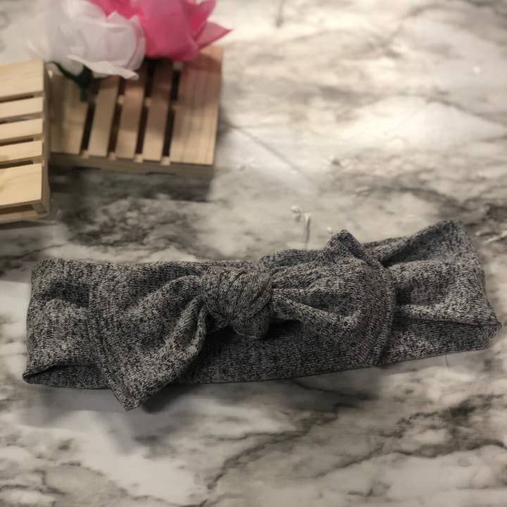 Gray & White Speckle Knotted Headband for wholesale by MadeBySusannah