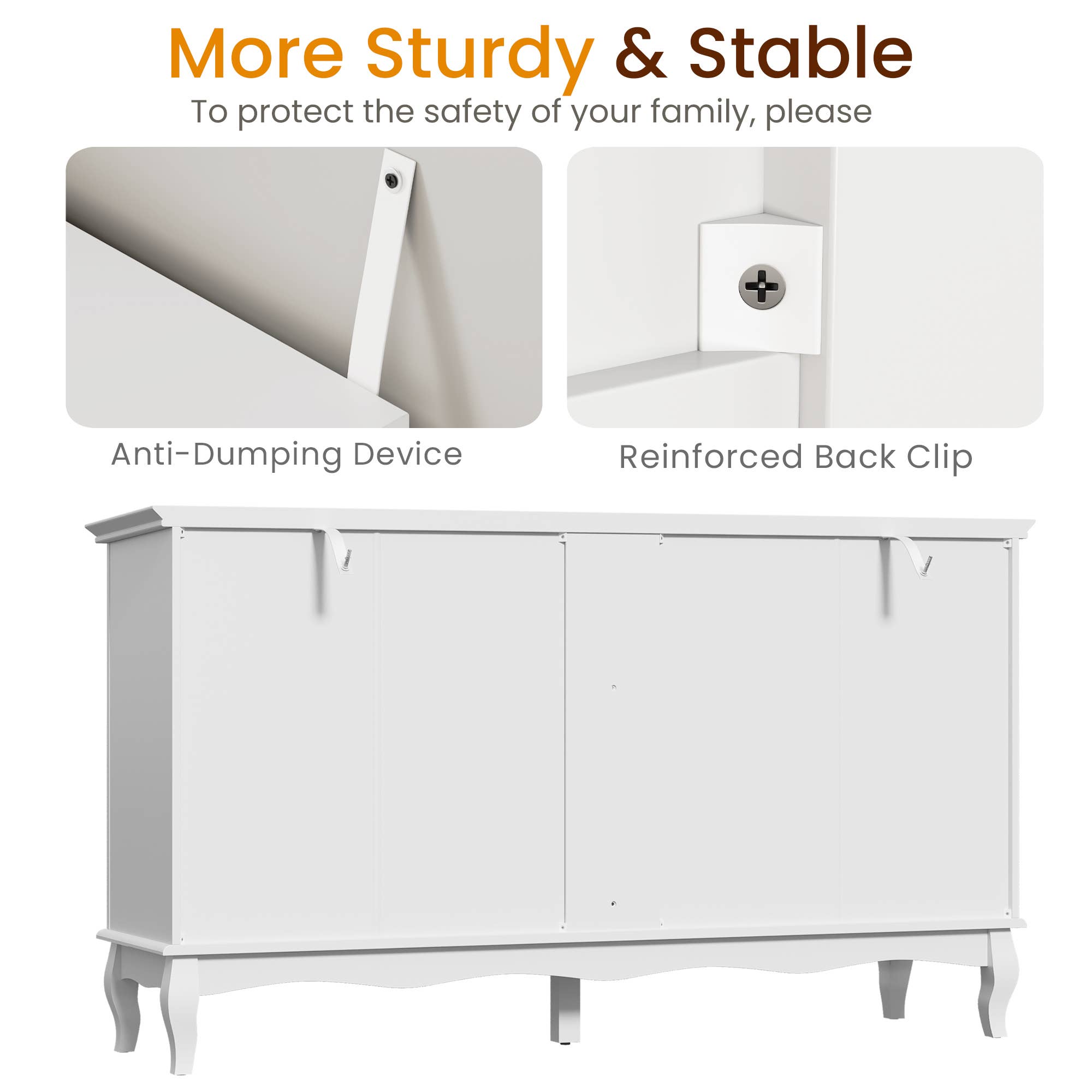 Heynemo - Wholesale Cabinet - 7 Drawers Dresser, Modern Wide Dresser with Rubberwood Legs7