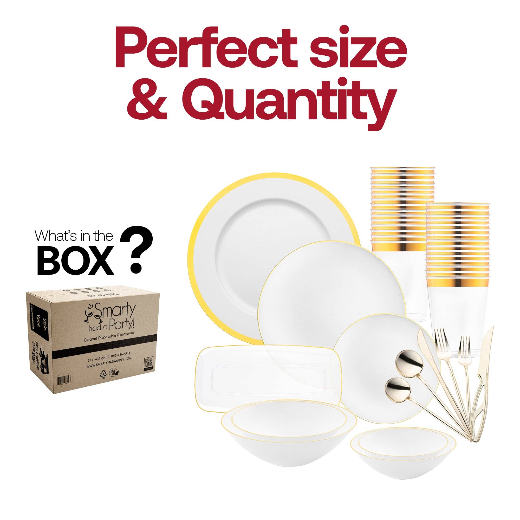 Smarty had a Party - Wholesale Serviesset - Witte met Gouden Maanlicht Ronde Plastic Bruiloft Waardeset2