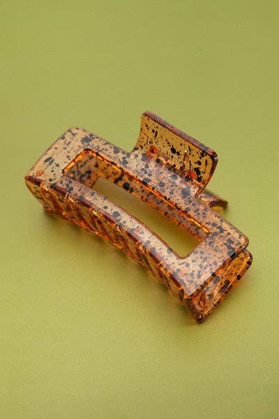 JOSSLYN by wall to wall - Wholesale Hair Clip - Women's - RECTANGLE CLEAR SPECKLE HAIR CLAW CLIPS | 40H5411