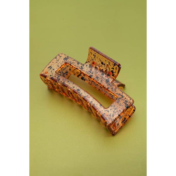 JOSSLYN by wall to wall - Wholesale Hair Clip - Women's - RECTANGLE CLEAR SPECKLE HAIR CLAW CLIPS | 40H5411