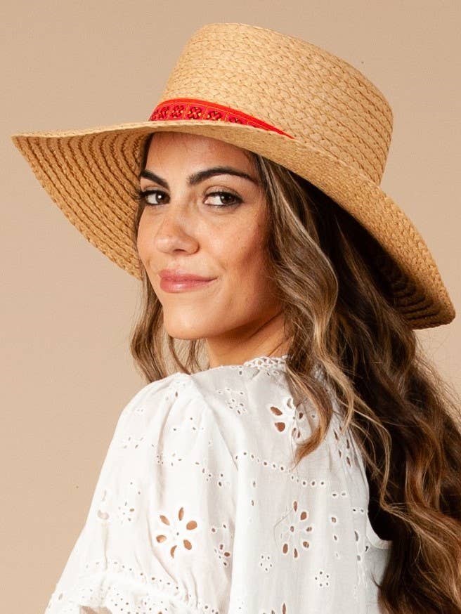 Lucca Couture - Wholesale Straw Hat - Women's - HBL1008T-BARSA BOATER-TAN2