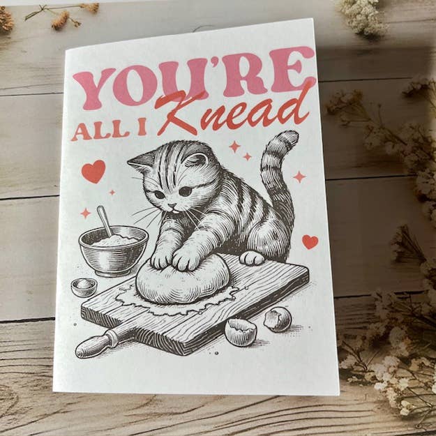 You're all I knead cat greeting card - single for wholesale by Iowa Paper Farm