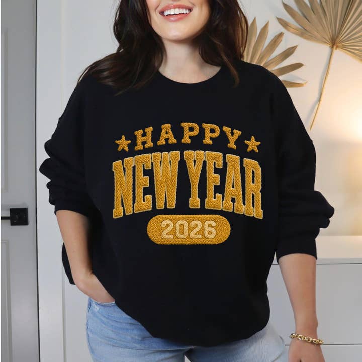 DLT Ecommerce - Wholesale T-Shirt (Graphic) - Women's - Happy New Year 2026 Tee, Faux yarn new year 2026 Sweatshirt3
