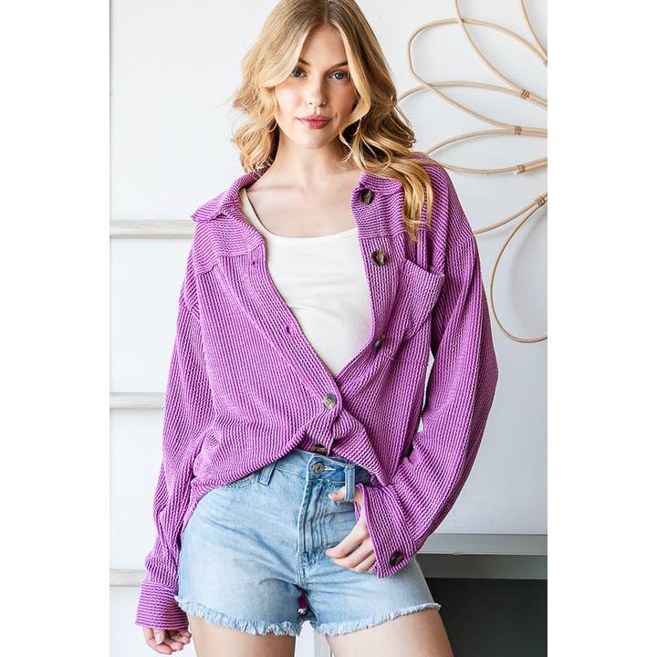 Reborn J - Wholesale Shirt Jacket/Shacket - Women's - RIBBED BUTTON JACKET13