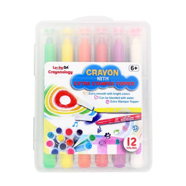 12 lápices de colores para sellos para venta al por mayor de LUCKY ART CRAYONOLOGY