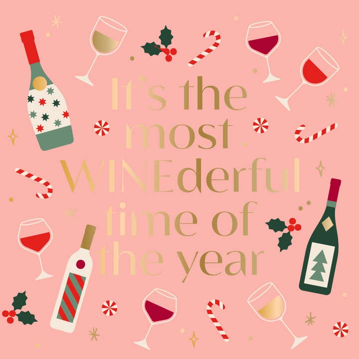 Serviettes à cocktail de Noël amusantes | Winederful, aluminium, 20 carats pour la vente par soiree-sisters