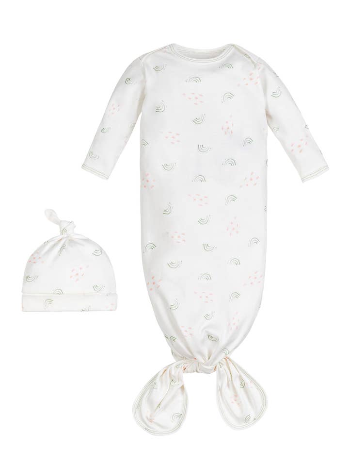 Under the Nile - Venta al por mayor Conjuntos de pijama para bebés - Bebé - Conjunto de vestido y gorro anudados - Arcoíris0