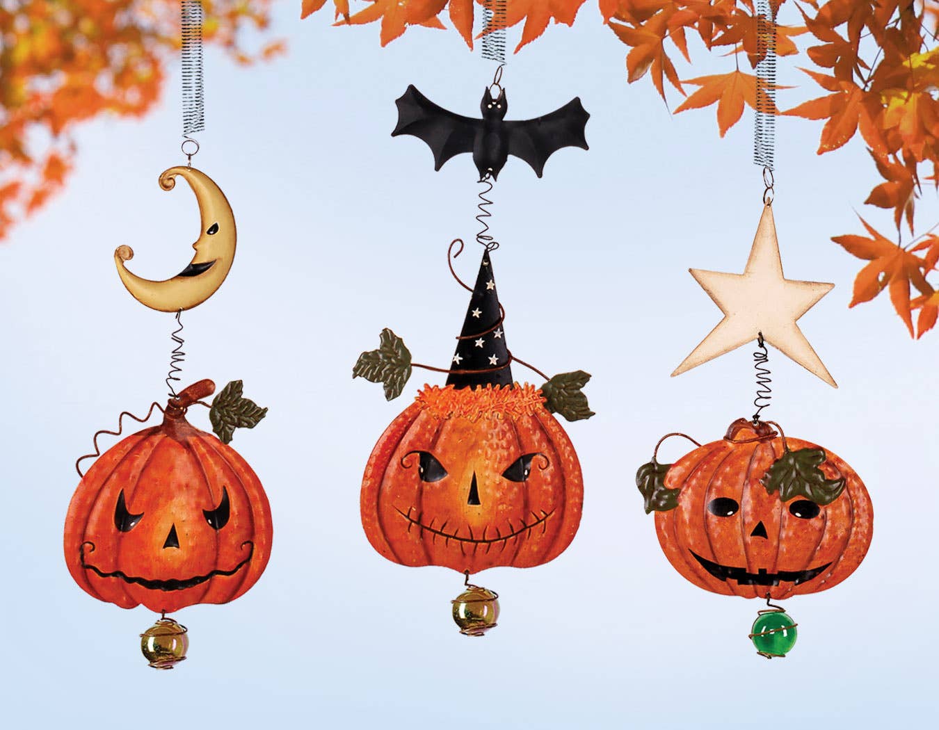 Sunset Vista Designs - Vente Objets de décoration - Halloween citrouille et chauve-souris Bouncy-3 Asst2