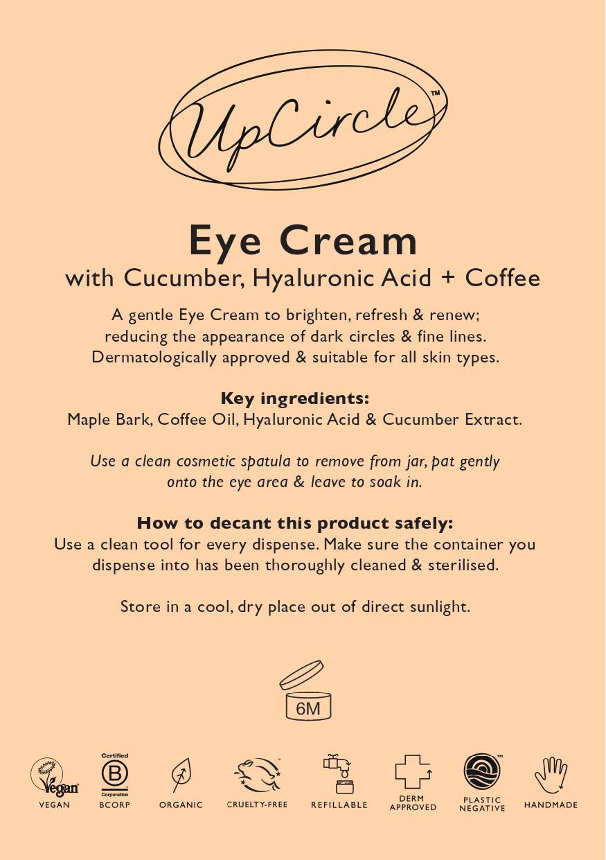 UpCircle Beauty UK – wholesale Eye cream/gel – Vegan Hydrating Eye Cream with Hyaluronic Acid + Coffee Oil10