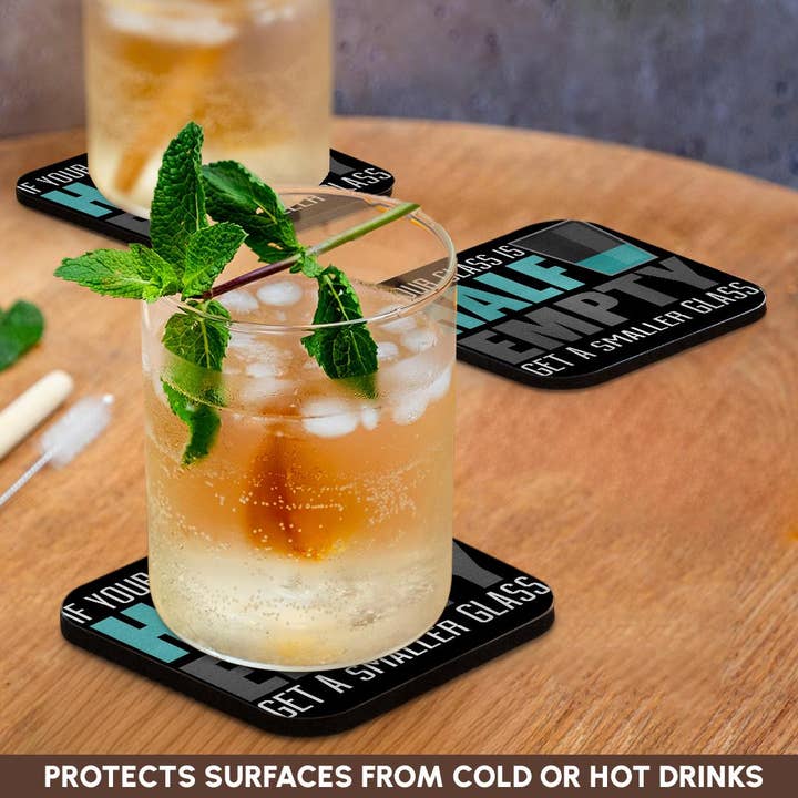 3dRose - Wholesale Coasters - 3dRose, If Your Glass Is Half Empty Get A Smaller Glass, Coaster9