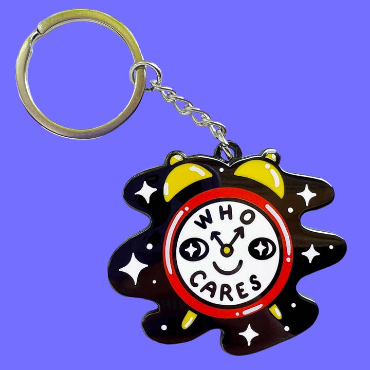 Keychain - Who Cares Clock for wholesale by Wokeface