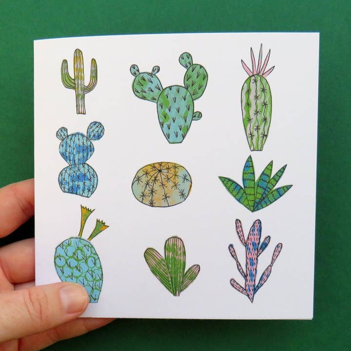 Cactus 5" vierkante wenskaart voor wholesale door Kathryn Churn Designs