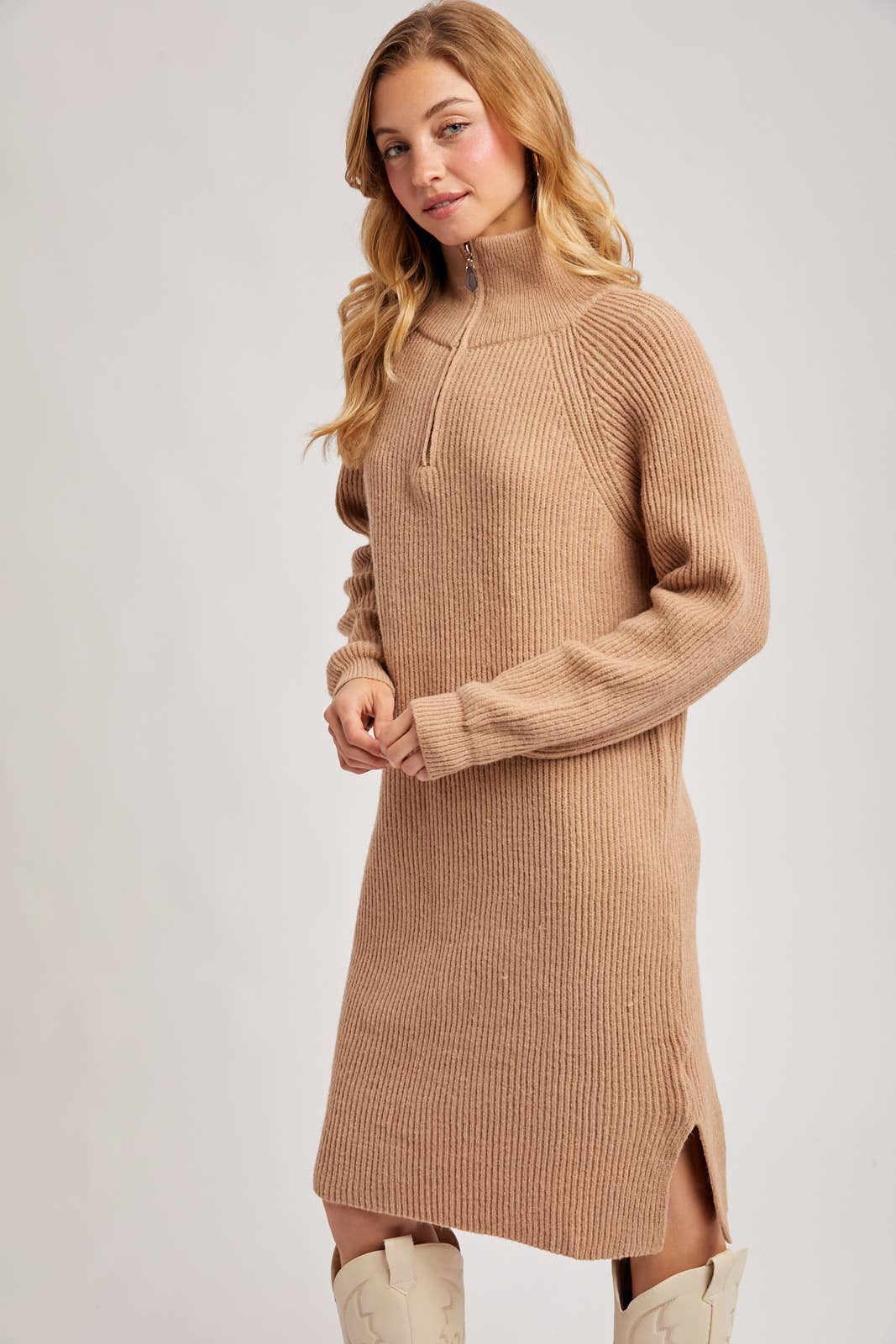 Bluivy - Wholesale Dress - Women's - QUARTER ZIP SWEATER DRESS3