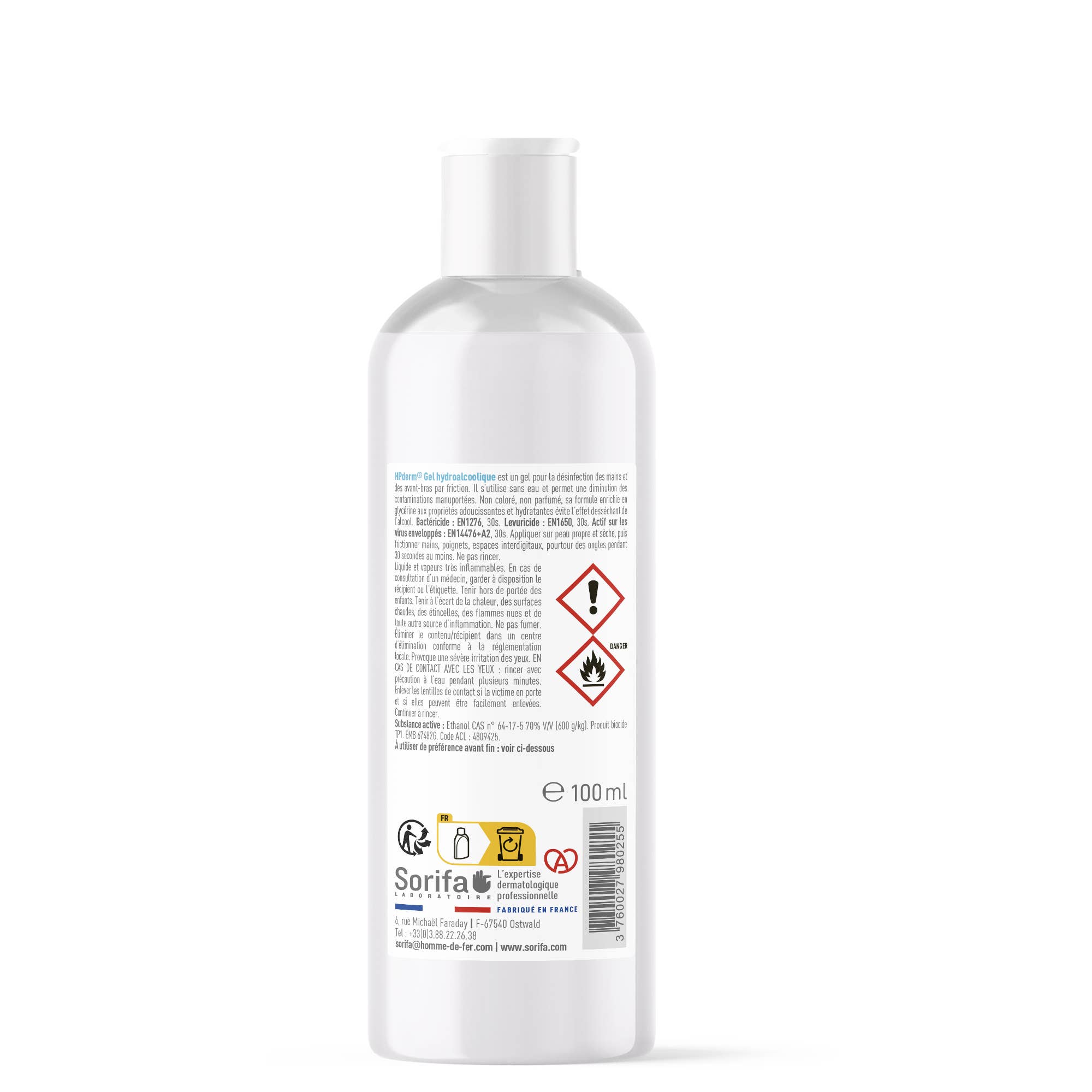 Laboratoire de l'Homme de Fer - SORIFA - Wholesale Hand Sanitizer - HPderm - Hydroalcoholic gel - 100 ml1