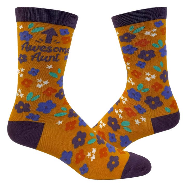 Chaussettes Awesome Aunt pour femme, cadeau mignon pour sœur et fleurs pour la vente par Crazy Dog T-Shirts