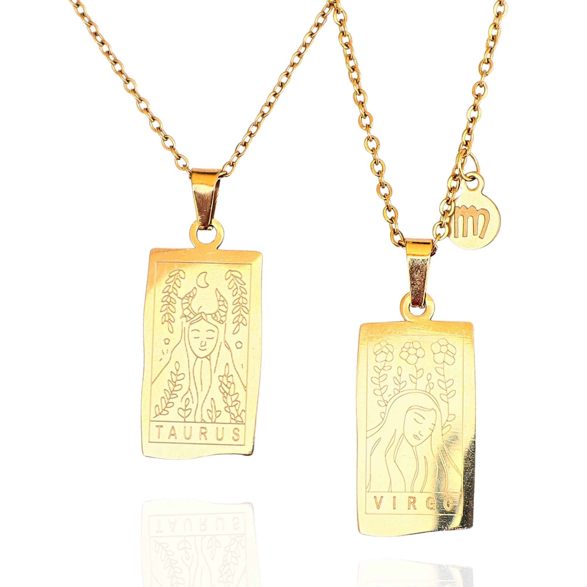 LilAryenne | Jewelry & Suncatchers - Vendita all'ingrosso Collana con ciondolo/pendaglio - Collana zodiacale minimalista in acciaio inox - regalo di astrologia9