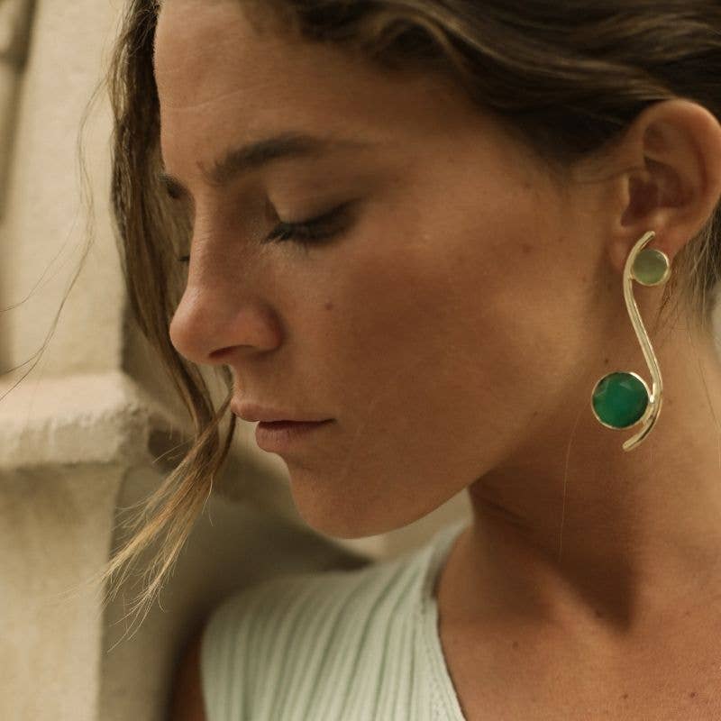 ACUS - Venta al por mayor Pendientes colgantes - Pendientes Isis Pulida Amarillo y Turquesa1