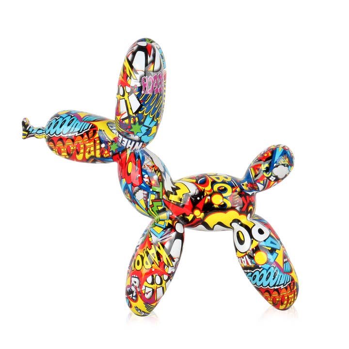 ADM Home Decoration – Escultura por atacado – Escultura em resina 'Cão-balão pequeno' - Graffiti-4