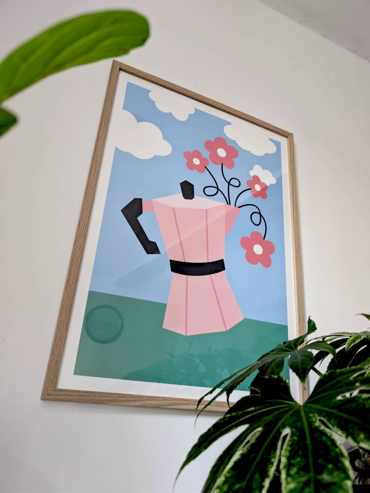 Plakat z kwiatowym dzbankiem do kawy for engroshandel hos Tampala Studio