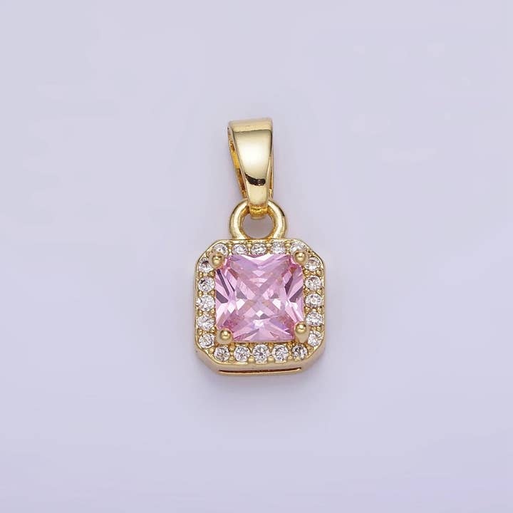 Aim Eternal – wholesale Individuell berlock/hänge – Hänge i fyrkant med kant av CZ-mikropavé i 14K guldplätering i guld och silver | AA1270 - AA128020