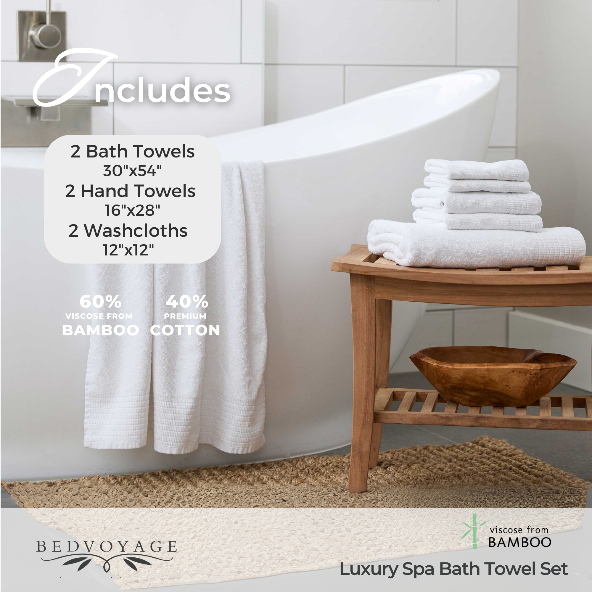 BedVoyage - Wholesale Towel Set - Luxury Spa Towel Collection - 6pc Set4
