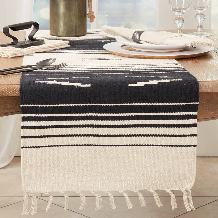 Fennco Styles - Wholesale Table Runner - Black & Natural Southwestern Table Runner
