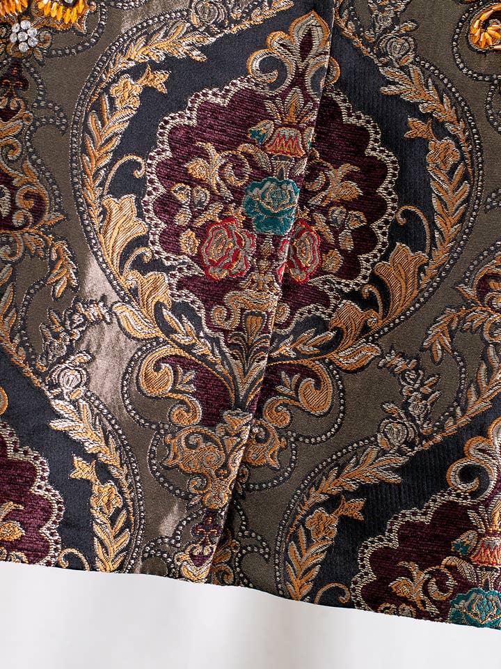 Color as pictures CT177Y Luxury Embroidered Beaded Jacquard Vintage Long Coat for wholesale on Faire11