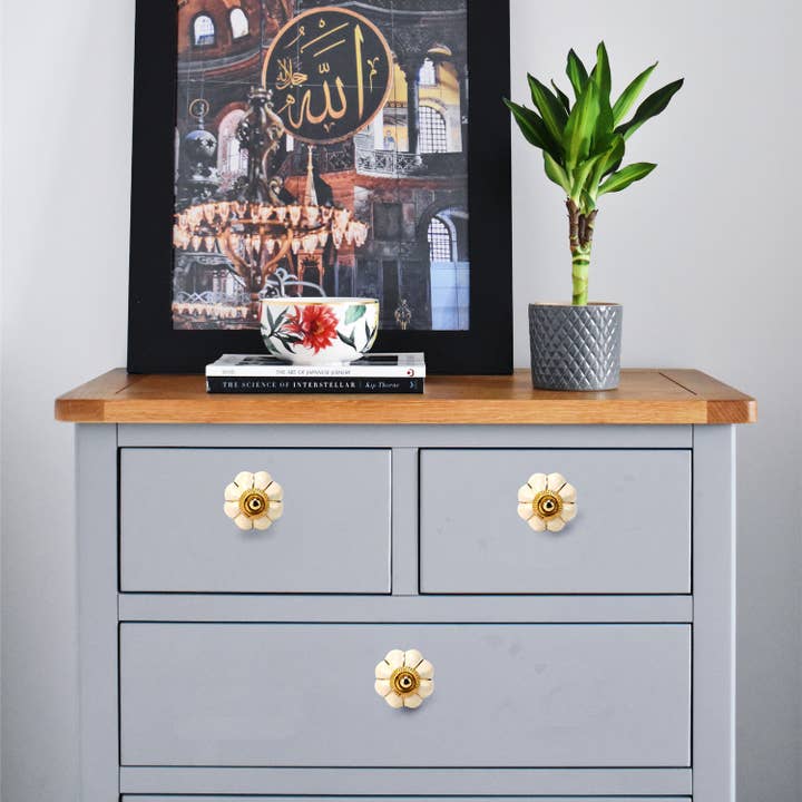 Perilla Home - Wholesale Knob/pull - Set of Six off White Ceramic Melon Knobs1