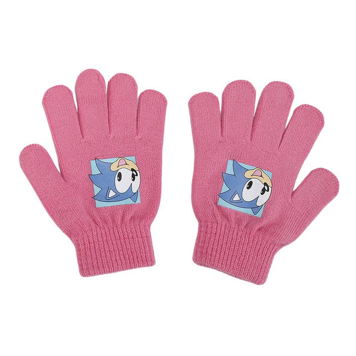 Bioworld Merchandising - Wholesale Beanie - Kids - Sonic the Hedgehog Pink Youth Beanie & Gloves Combo