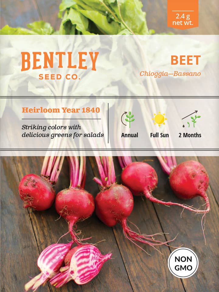Beets, Chioggia Bassano Seed Packets for wholesale by Bentley Seed Co.