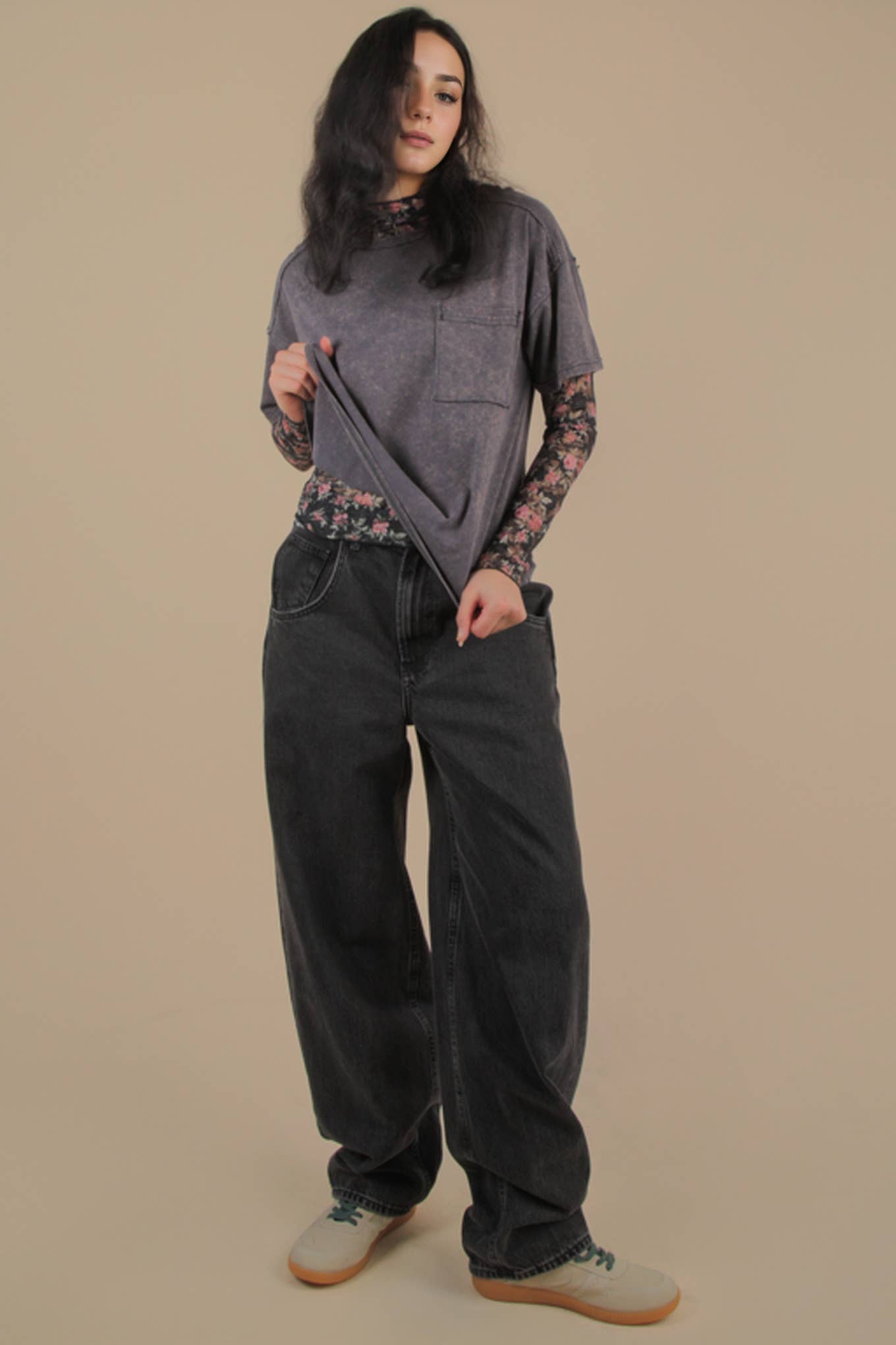 VERY J - Wholesale Knit Top - Women's - NT11108-Mineral Washed Knit Top with Pocket37