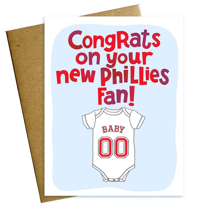 Congrats on Your New Phillies Fan Philadelphia baby card for wholesale by Maggie Moore Studio