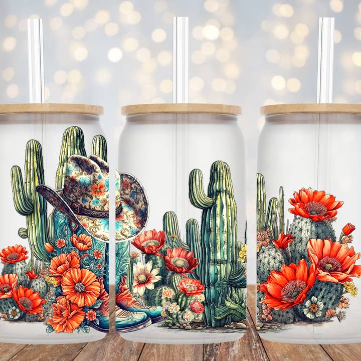 Copo Cactus Western Fosco Copo 16oz por atacado de Dogwood Graphics & Design