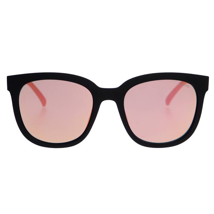 Matte Black Pink Mirror Taylor Oversized Sunglasses for wholesale on Faire