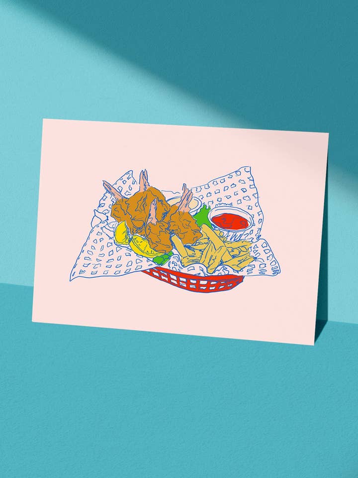 Shrimp Basket 8x10 Print for wholesale by Deluxe Special