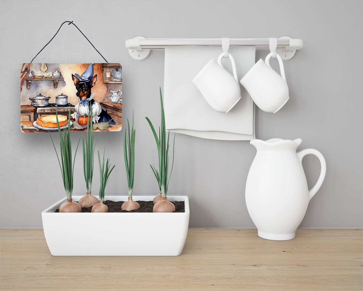 Caroline's Treasures - Venta al por mayor Letreros - Calabazas de cocina Pinscher Fall en miniatura para colgar en pared o puerta1