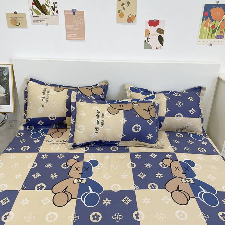 daintyduvet – Großhandel Bettwäsche-Set – Cute Bedding Teddybär-blaues Bettbezug-Set, luxuriöse Bettwäsche, Schlafsaal-Bettwäsche, Designer-Bettwäsche, Kinder-Bettbezug, King Queen, Full Twin Double3