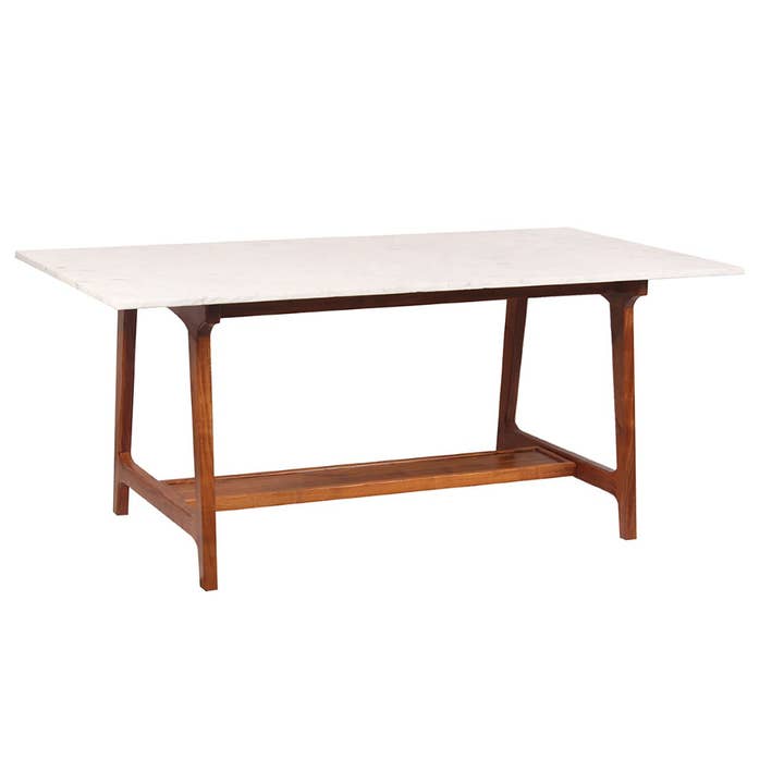 Aspen Mango Wood Marble Top Dining Table - Cognac / White for wholesale by Pinkcity
