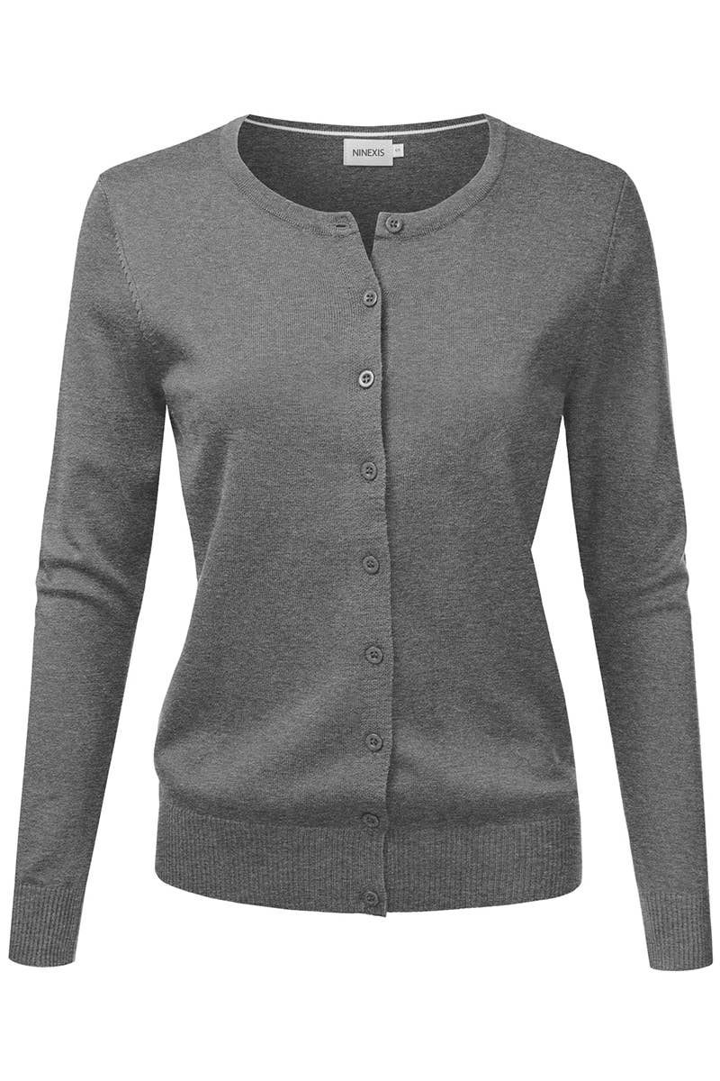 NINEXIS - Vente Cardigan – femme - AWOCAL310_Chandail à manches longues en tricot doux boutonné34