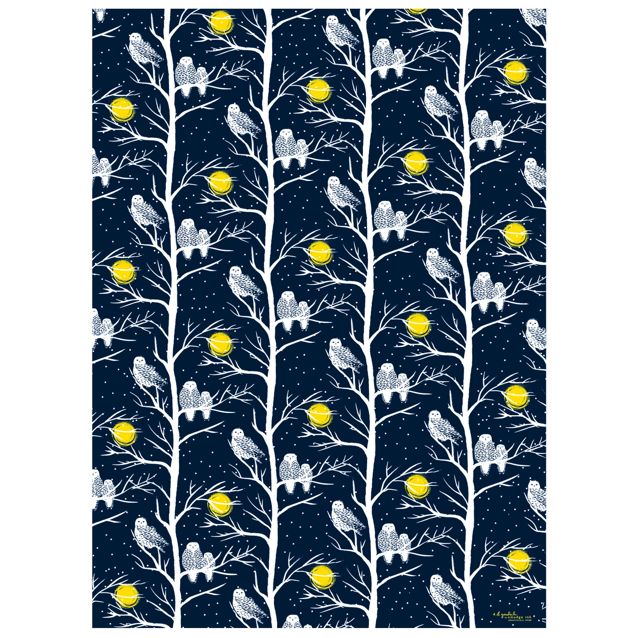 Smudge Ink - Wholesale Flat Wrap - Peaceful Owls Gift Wrap (e.b. goodale)0