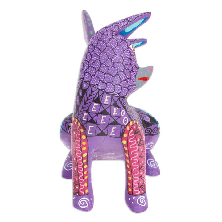 NOVICA - Wholesale Decorative Figurine - Curious Cat In Purple Wood Alebrije Figurine2