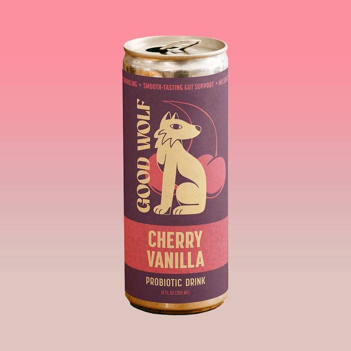 Good Wolf Beverages – Engroshandel Kombucha – Kirsebær Vanilje Probiotisk Sodavand (Let Perlende)