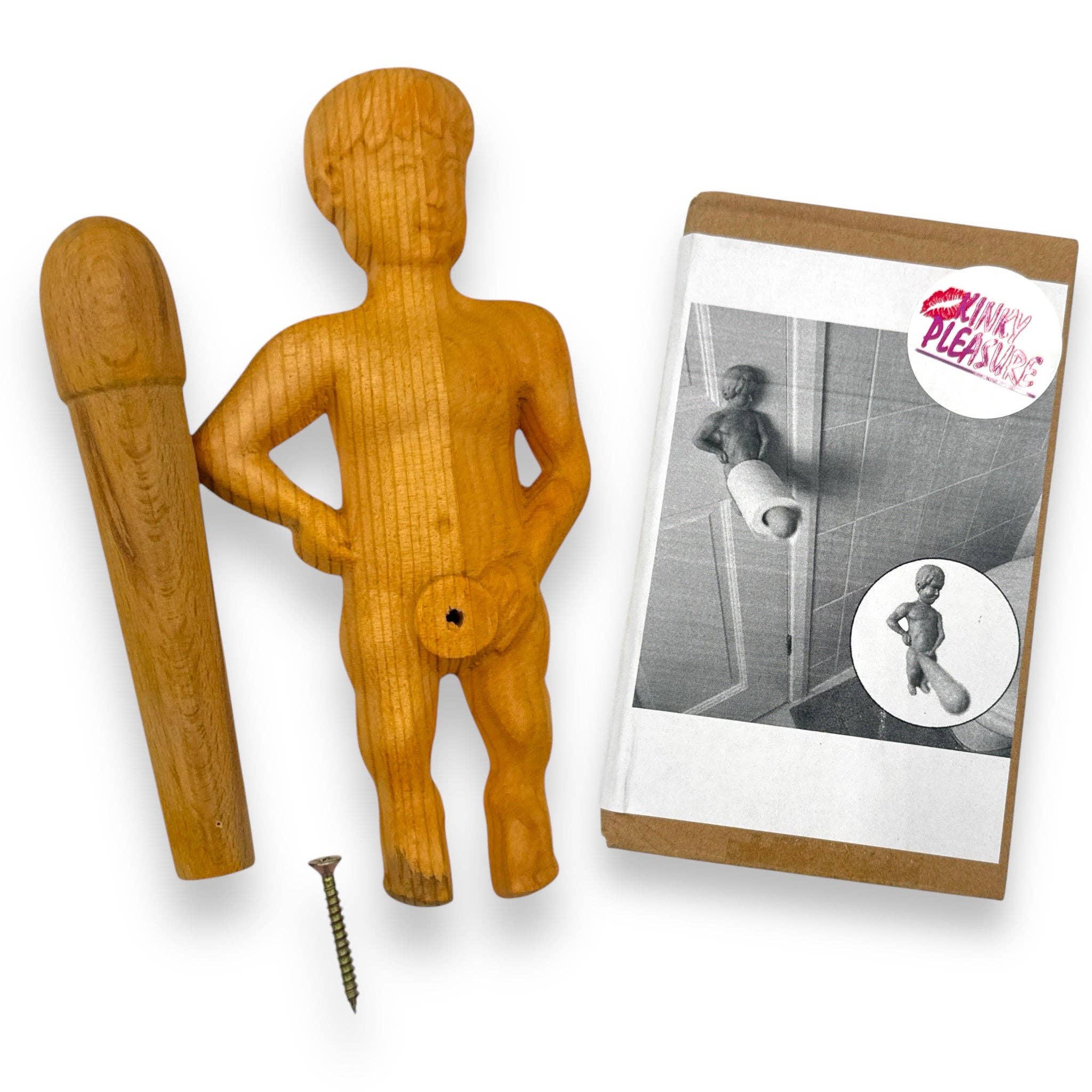 Kinky Pleasure - Wholesale Toilet Paper Holder - Kinky Pleasure - AX112 - Toilet Roll Holder Manneken Piss - Made of Wood with Installation Kit1