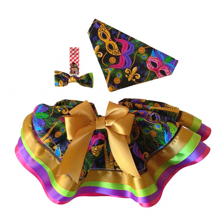 Bandana, tutu et nœud pour animaux de compagnie Mardi Gras pour la vente par Pawsta N Furballs