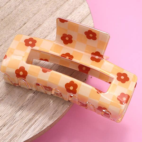 JOSSLYN by wall to wall - Wholesale Hair Clip - Women's - DAISY CHECKER HAIR CLAW CLIPS | 40H7272