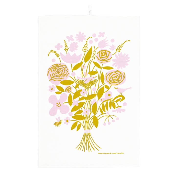 Lämpö keukendoek roze met groot boeket voor wholesale door Kauniste