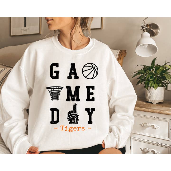 Game Day Basketball - Custom Mascot Graphic Sweatshirt for wholesale by The Southern Songbird Boutique