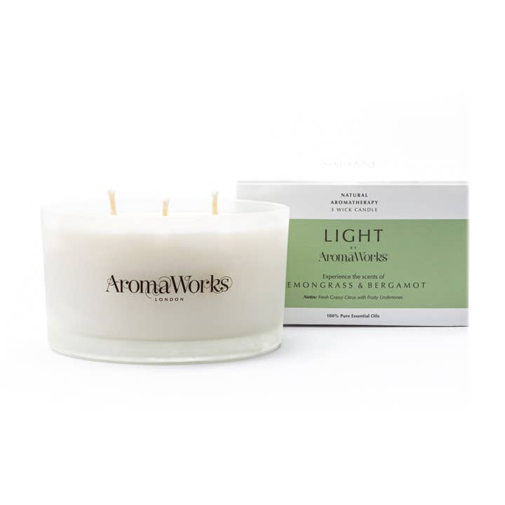Aromaworks Light Multiwick Candle, Lemongrass & Bergamot for wholesale by Wax Lyrical UK