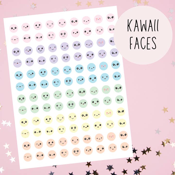 Kawaii Faces Planner Stickers for wholesale by Small Biz Supplies
